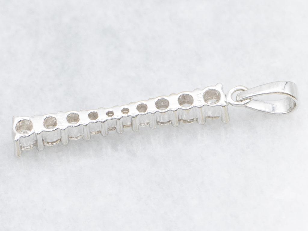 White Gold Diamond Bar Drop Pendant