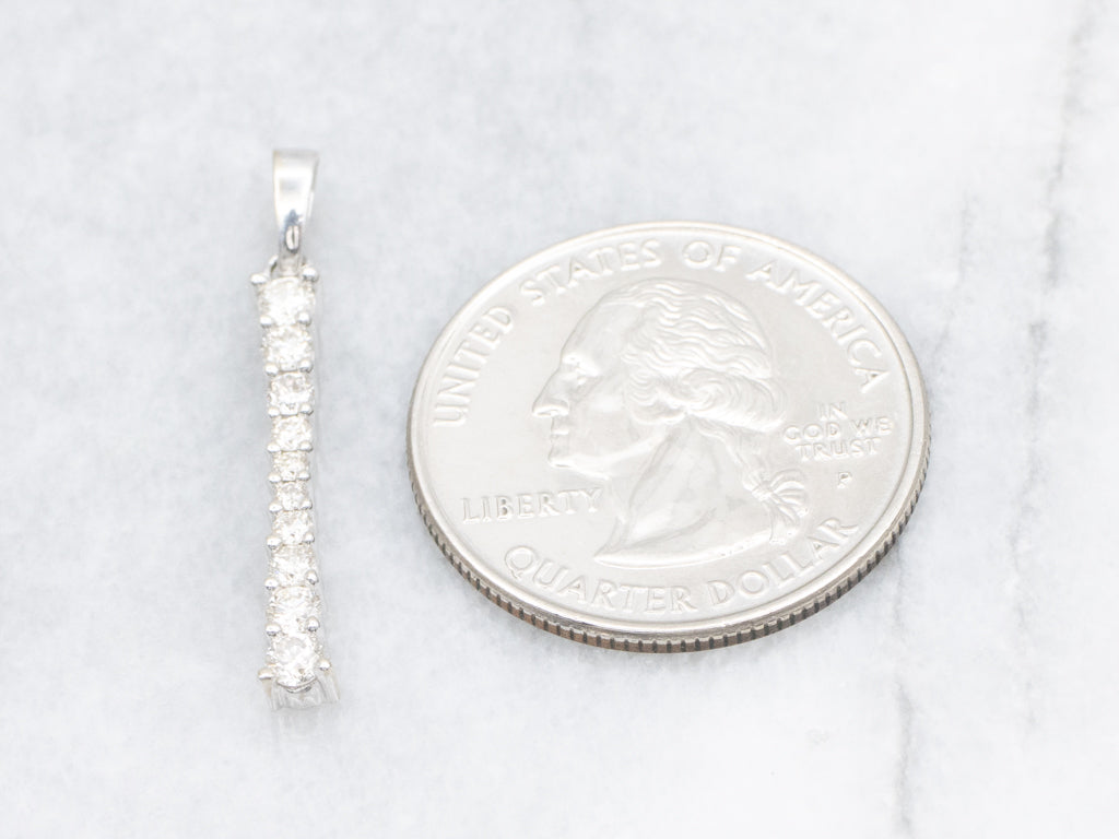 White Gold Diamond Bar Drop Pendant