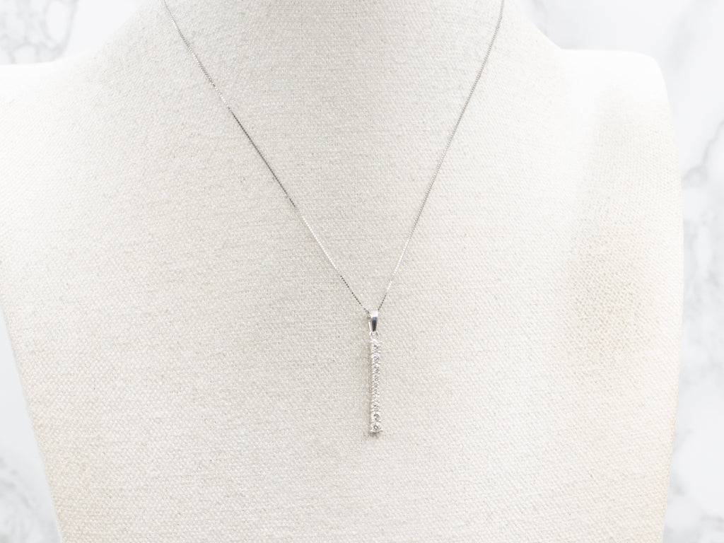 White Gold Diamond Bar Drop Pendant