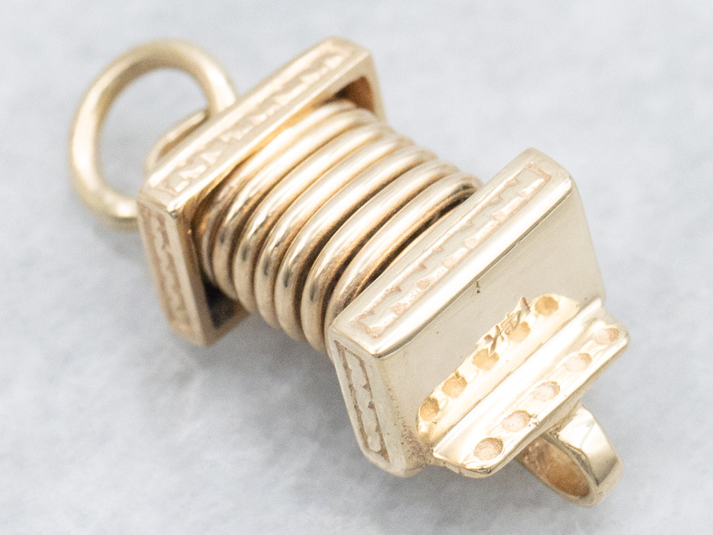 Vintage Gold Accordion Spring Charm