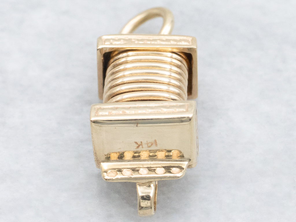 Vintage Gold Accordion Spring Charm