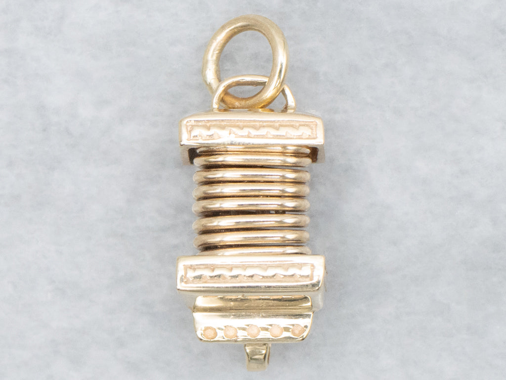 Vintage Gold Accordion Spring Charm