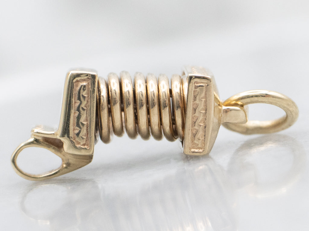 Vintage Gold Accordion Spring Charm