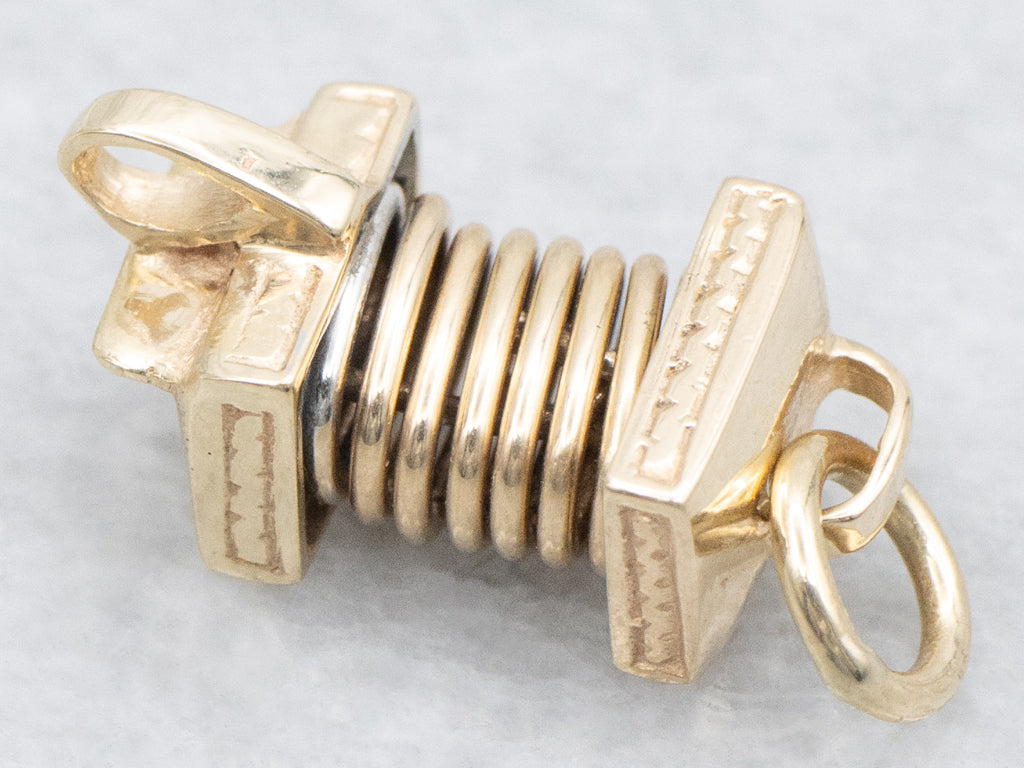 Vintage Gold Accordion Spring Charm