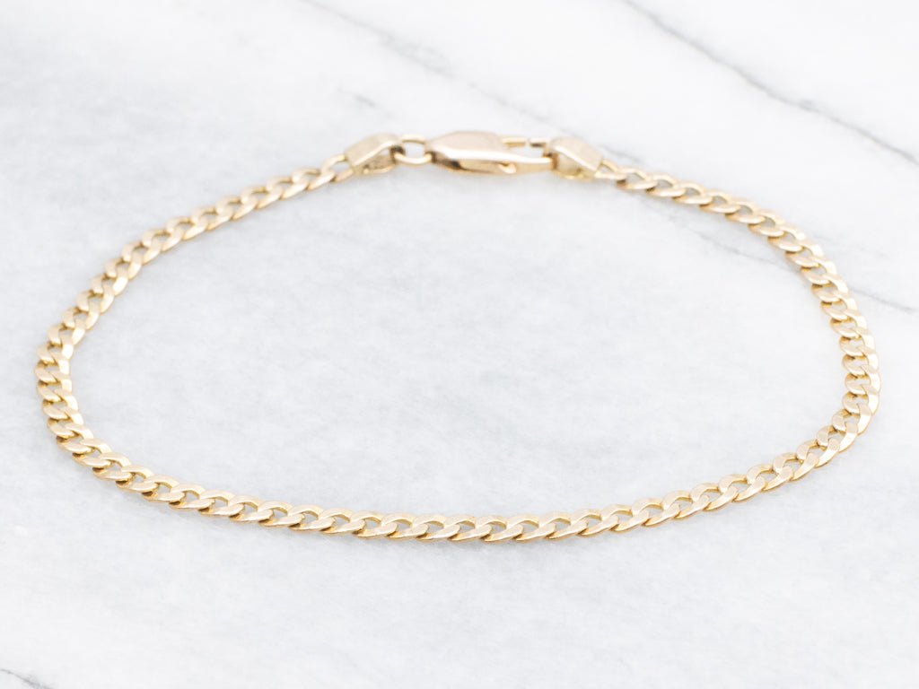 Yellow Gold Curb Link Bracelet with Lobster Clasp