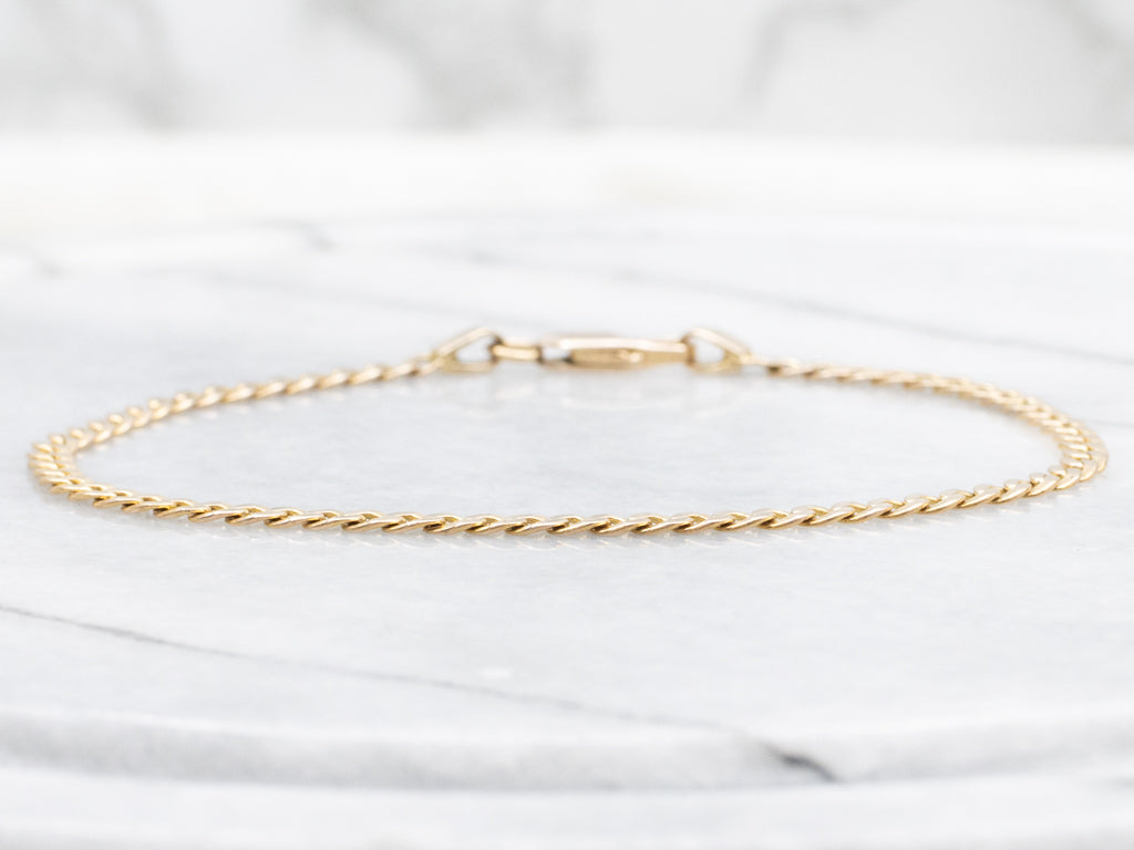 Yellow Gold Curb Link Bracelet with Lobster Clasp