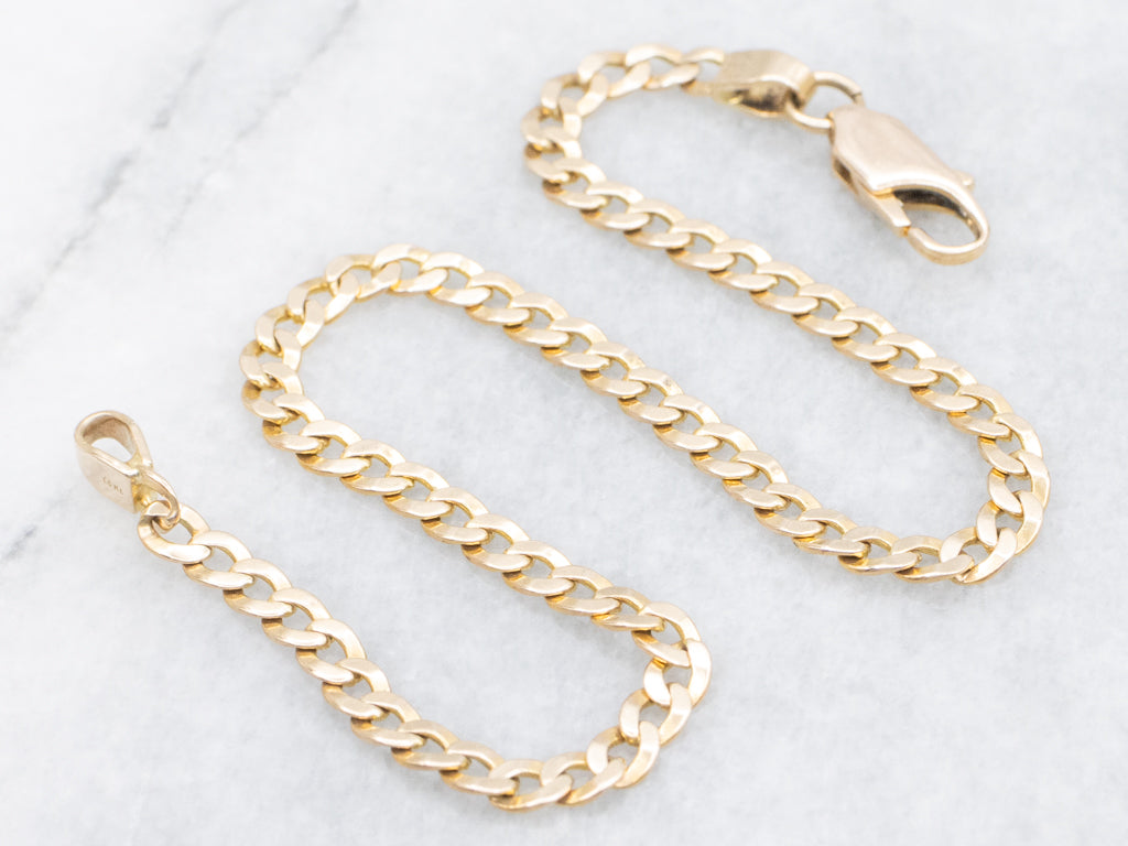Yellow Gold Curb Link Bracelet with Lobster Clasp