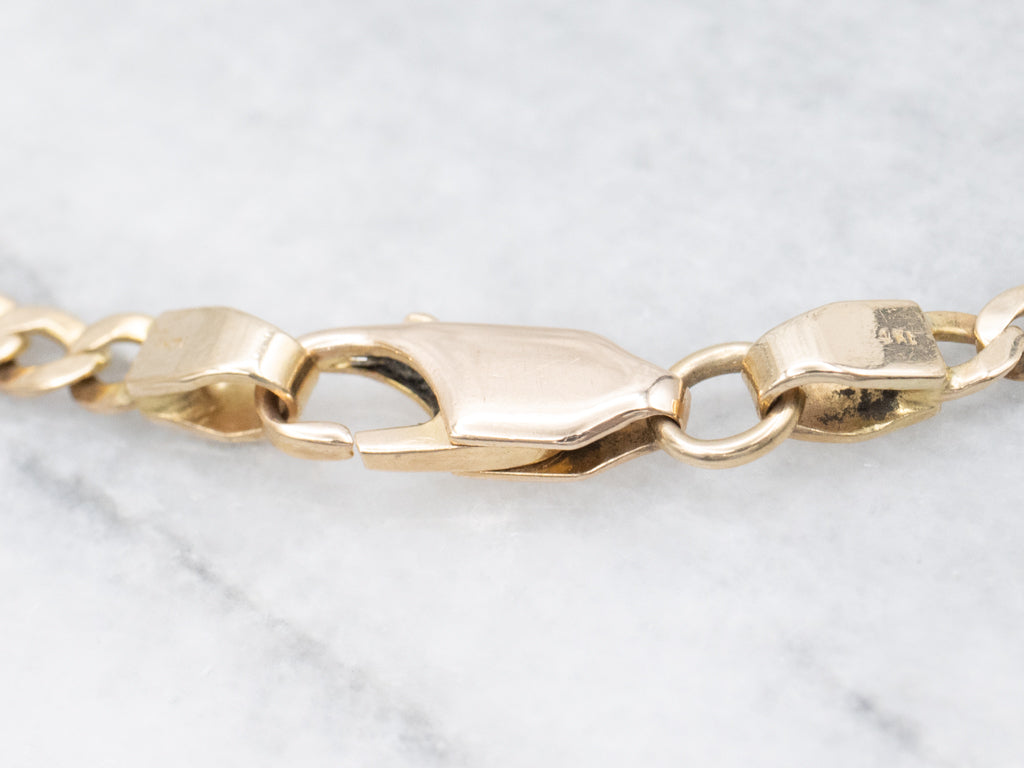 Yellow Gold Curb Link Bracelet with Lobster Clasp