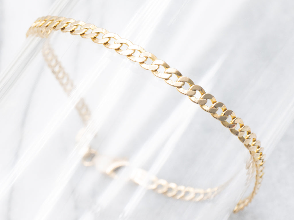 Yellow Gold Curb Link Bracelet with Lobster Clasp