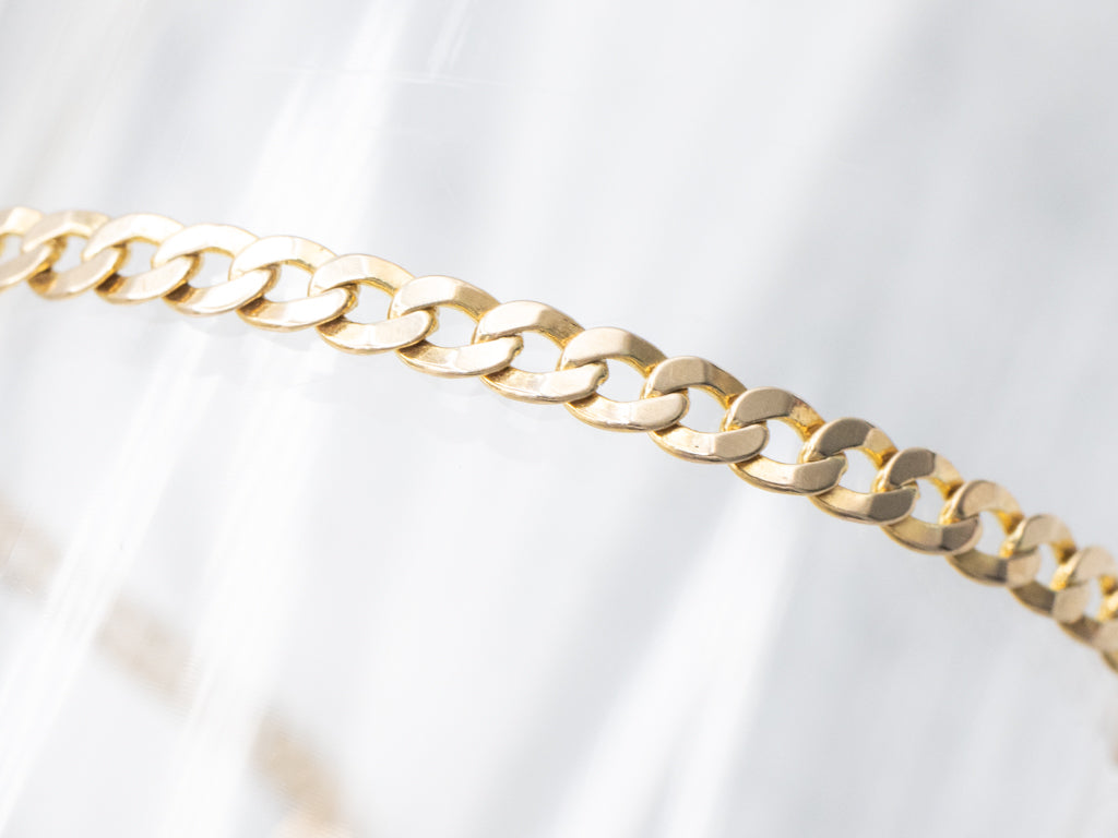 Yellow Gold Curb Link Bracelet with Lobster Clasp
