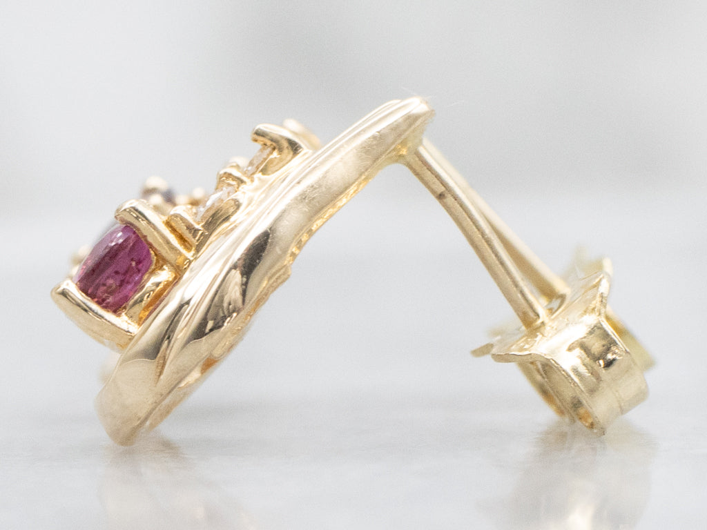 Yellow Gold Ruby and Diamond Earrings