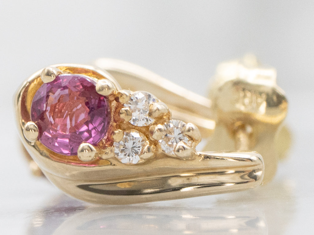 Yellow Gold Ruby and Diamond Earrings