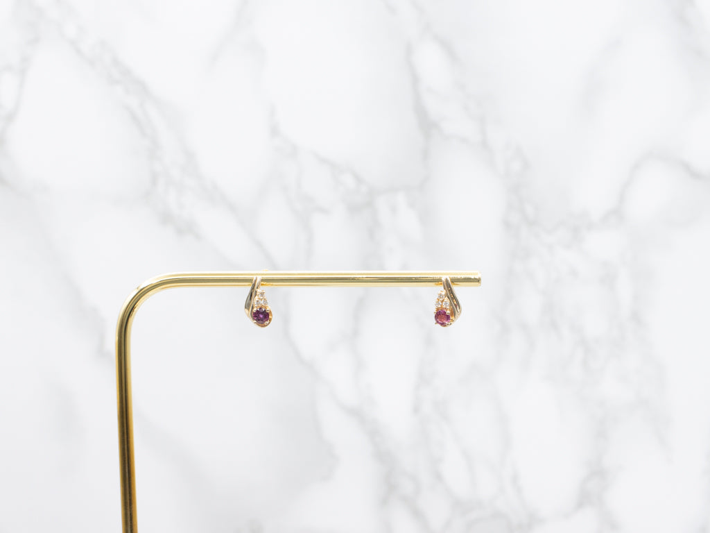 Yellow Gold Ruby and Diamond Earrings