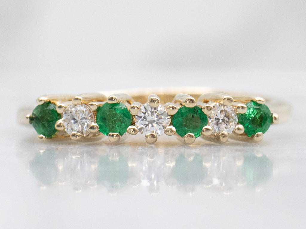 Alternating Diamond and Emerald Gemstone Band