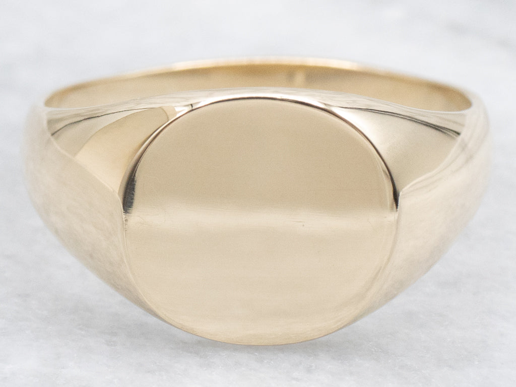 Men's Oval-Top Yellow Gold Signet Ring