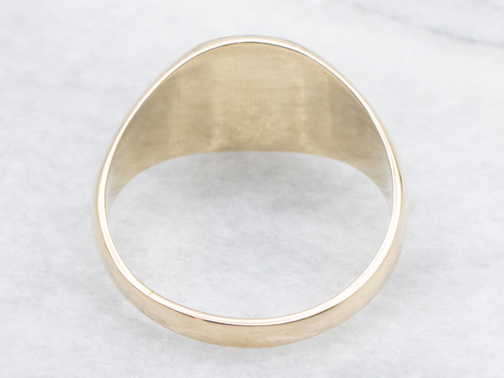 Men's Oval-Top Yellow Gold Signet Ring