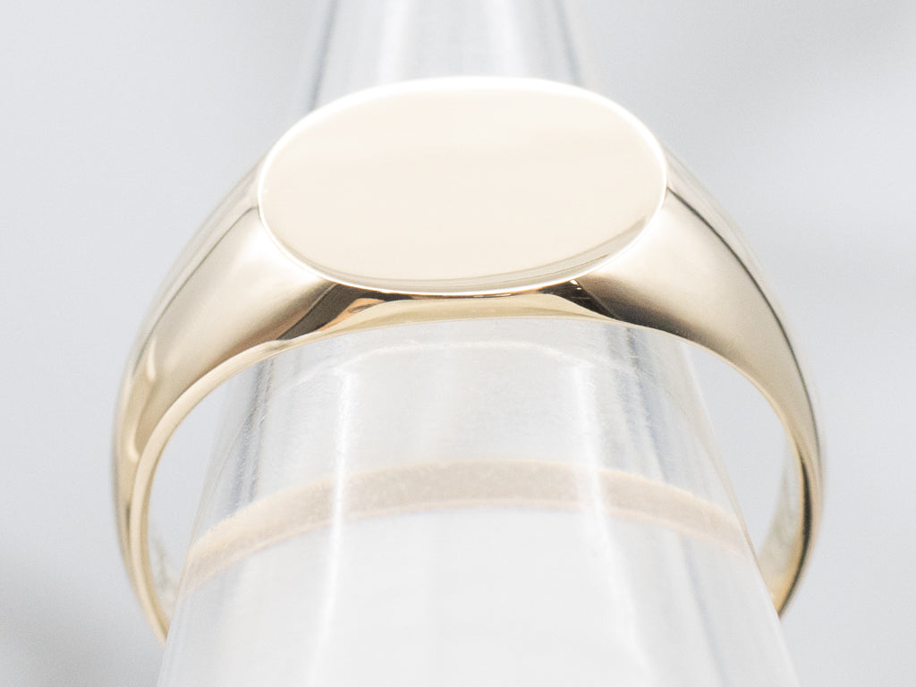 Men's Oval-Top Yellow Gold Signet Ring