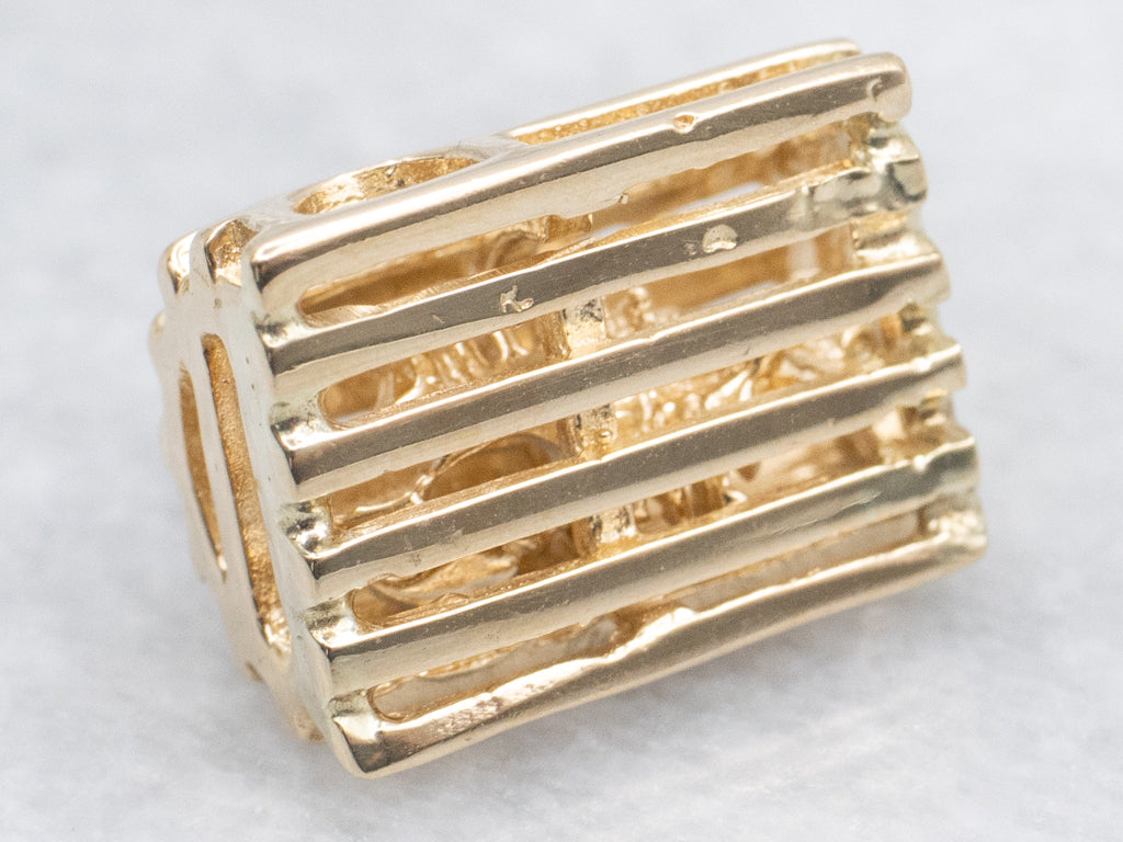 Yellow Gold Lobster Trap Charm with Lobster