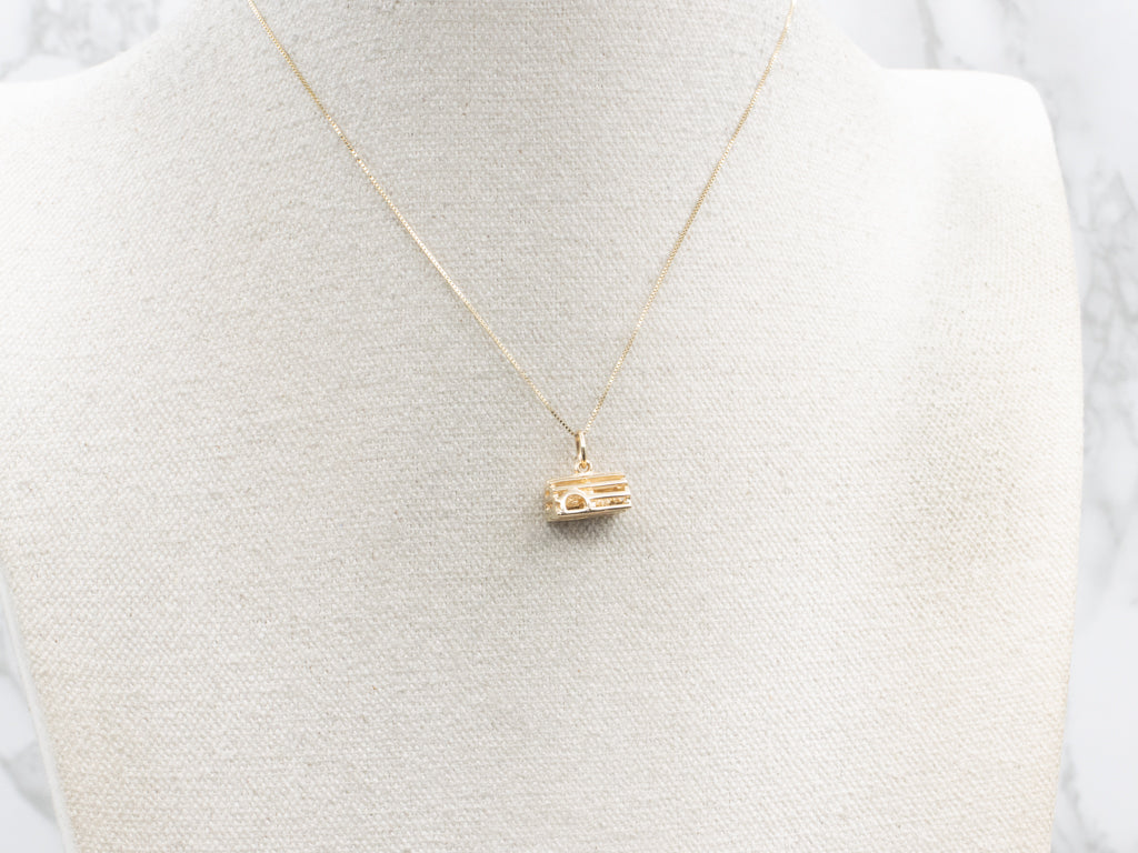 Yellow Gold Lobster Trap Charm with Lobster