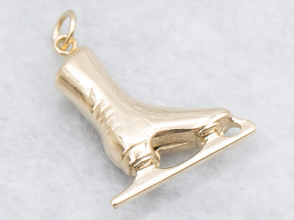 Vintage Gold Ice Skate Charm