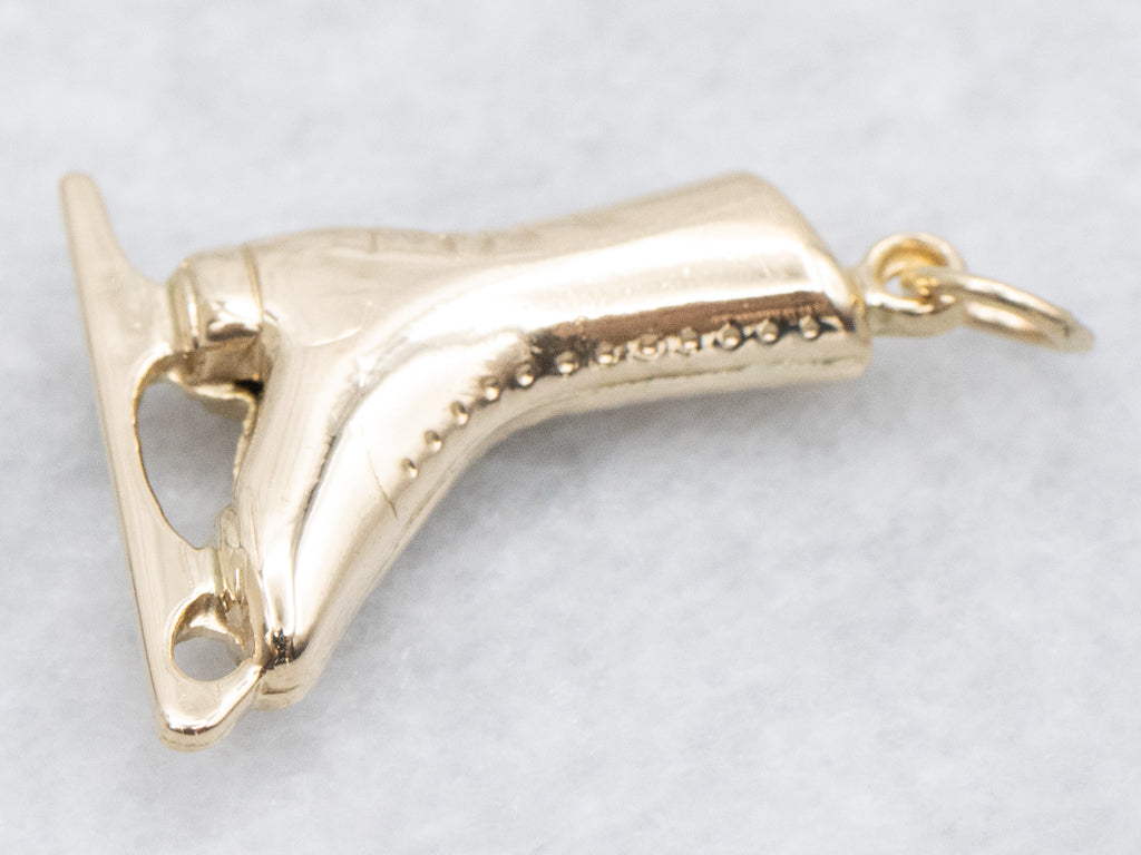 Vintage Gold Ice Skate Charm