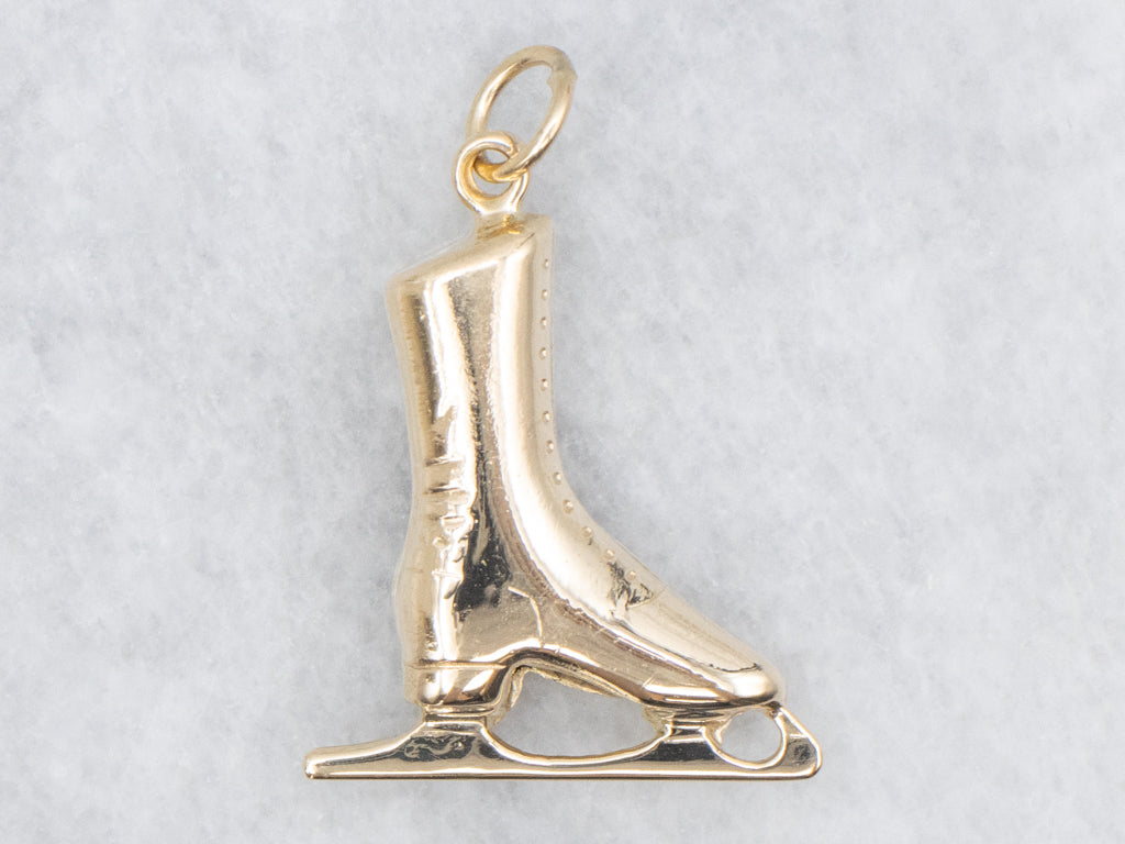 Vintage Gold Ice Skate Charm
