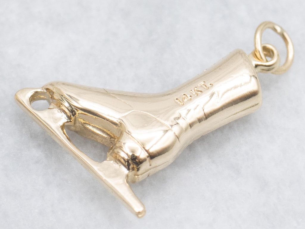Vintage Gold Ice Skate Charm