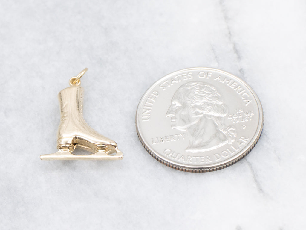 Vintage Gold Ice Skate Charm