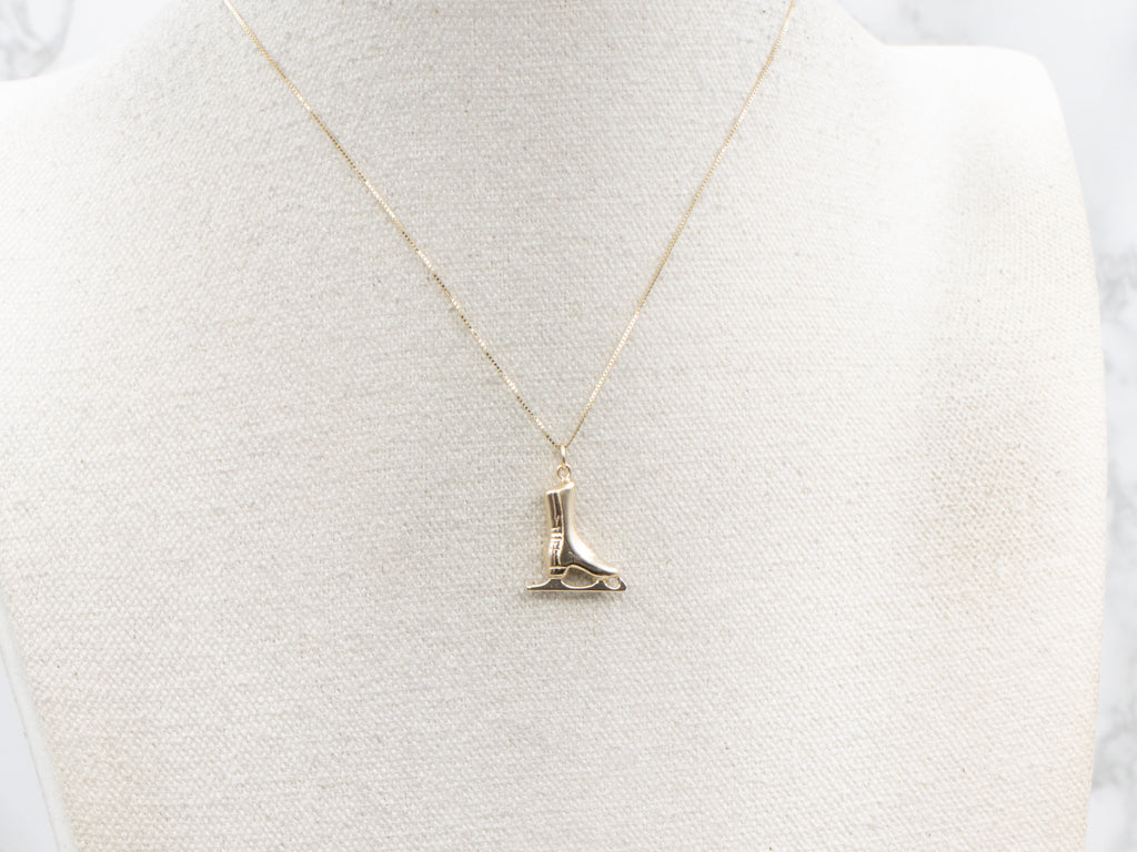 Vintage Gold Ice Skate Charm