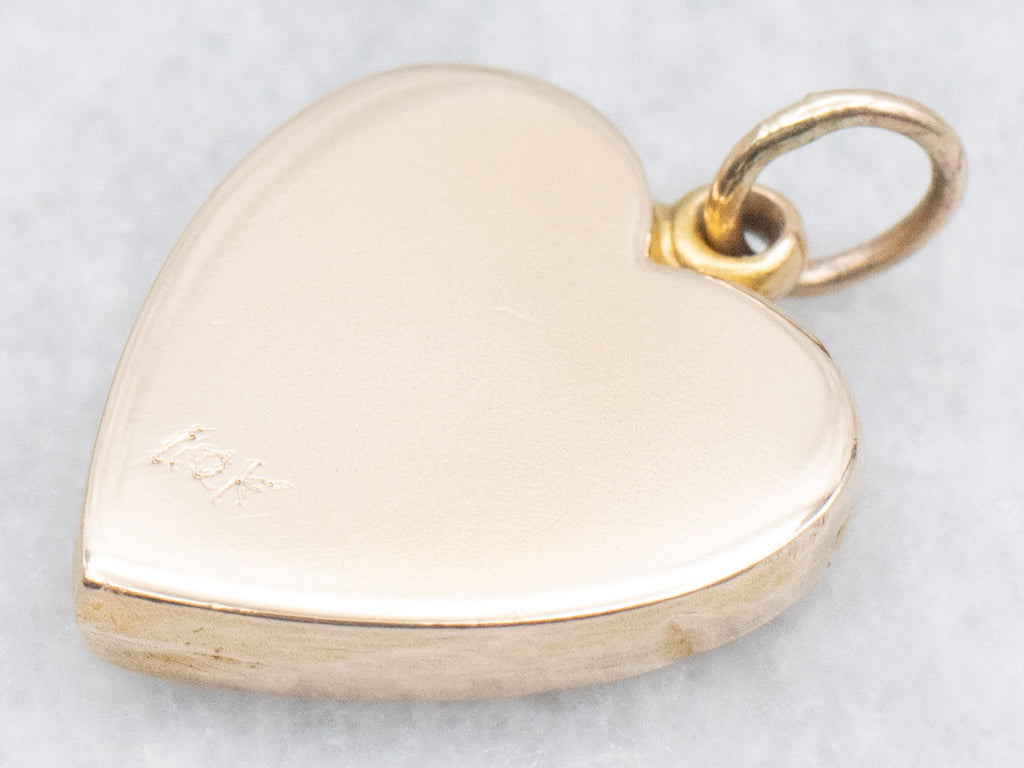 Seed Pearl Yellow Gold Heart Pendant