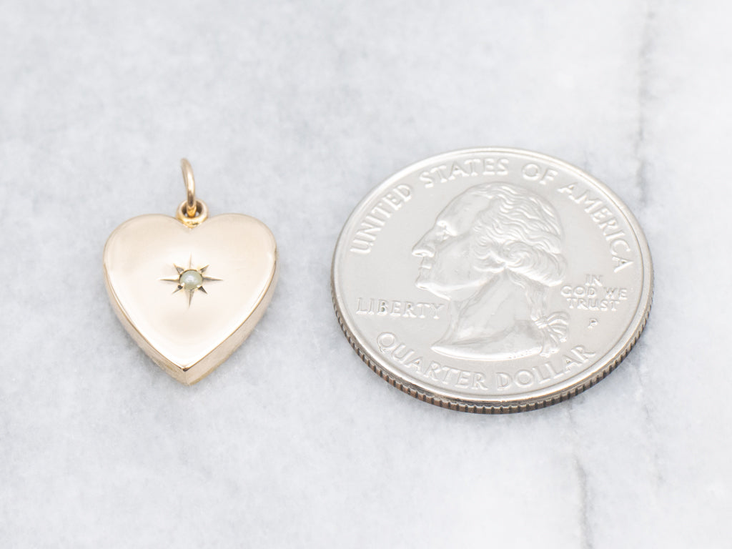Seed Pearl Yellow Gold Heart Pendant