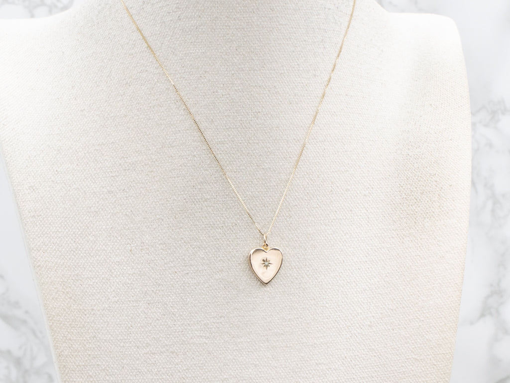 Seed Pearl Yellow Gold Heart Pendant