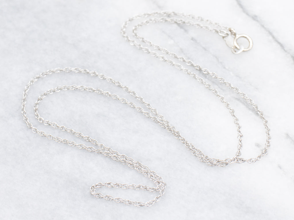 White Gold Rope Chain with Spring Ring Clasp