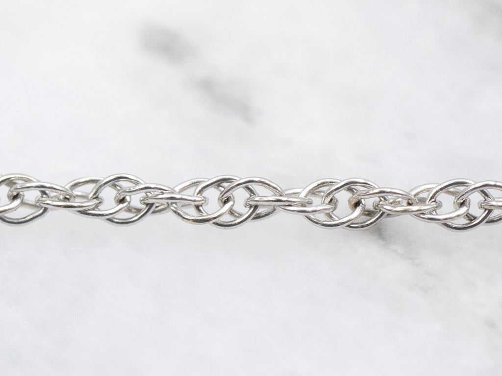 White Gold Rope Chain with Spring Ring Clasp