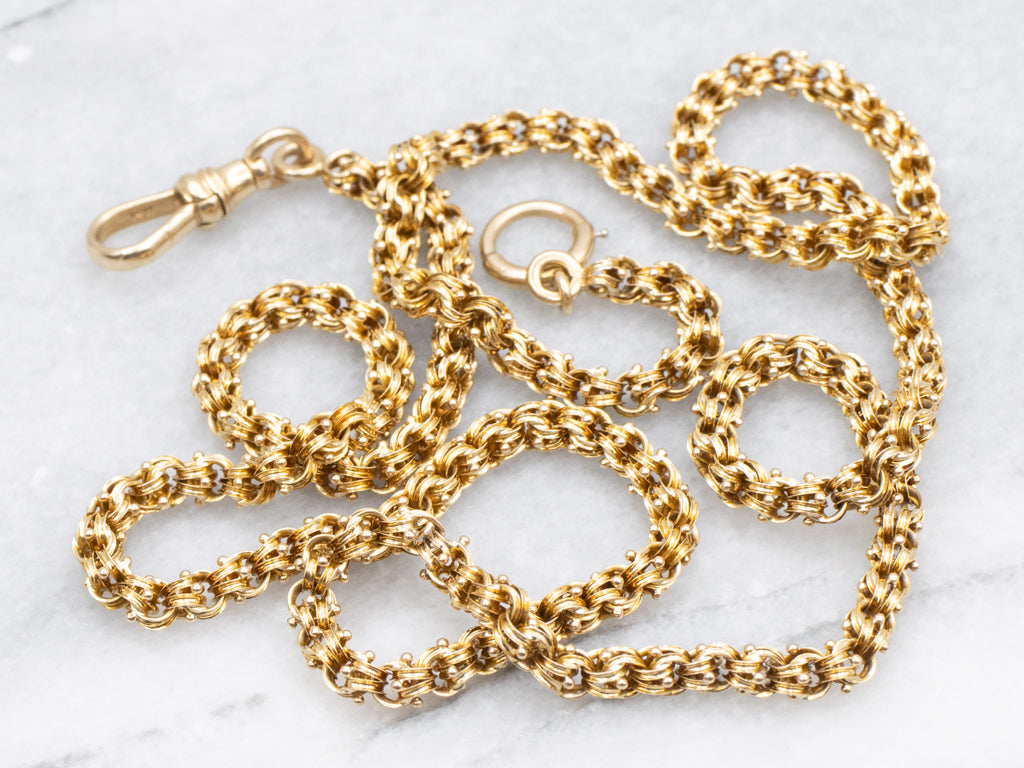 Antique Gold Ornate Double Rolo-Link Chain