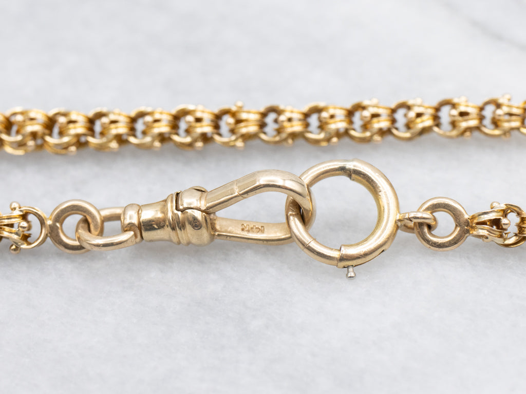 Antique Gold Ornate Double Rolo-Link Chain