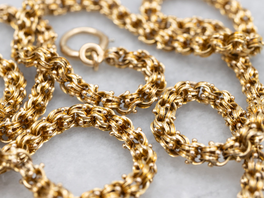 Antique Gold Ornate Double Rolo-Link Chain