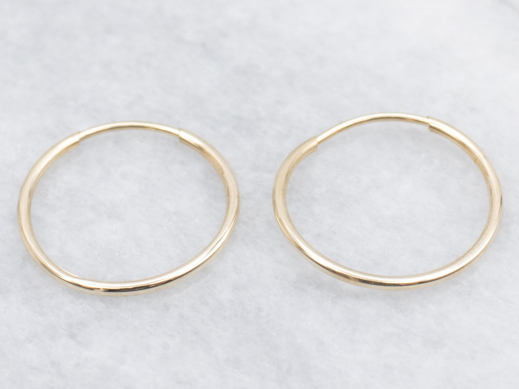 Thin Yellow Gold Hoop Earrings