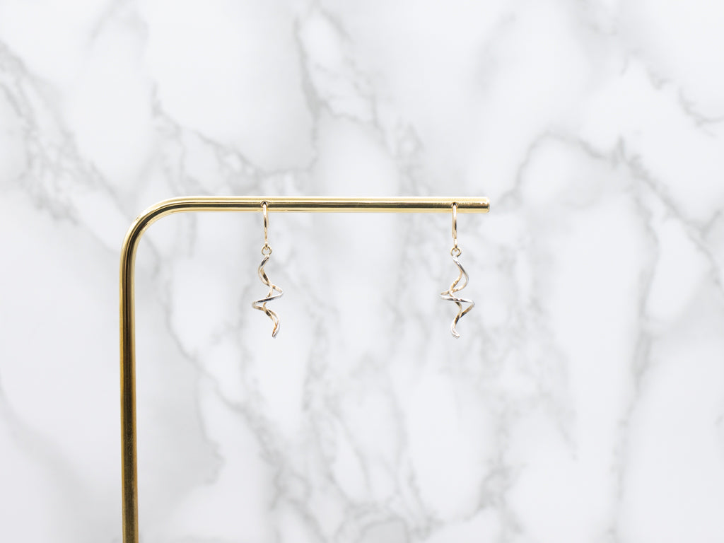 Two-Tone Gold Swirl Drop Earrings