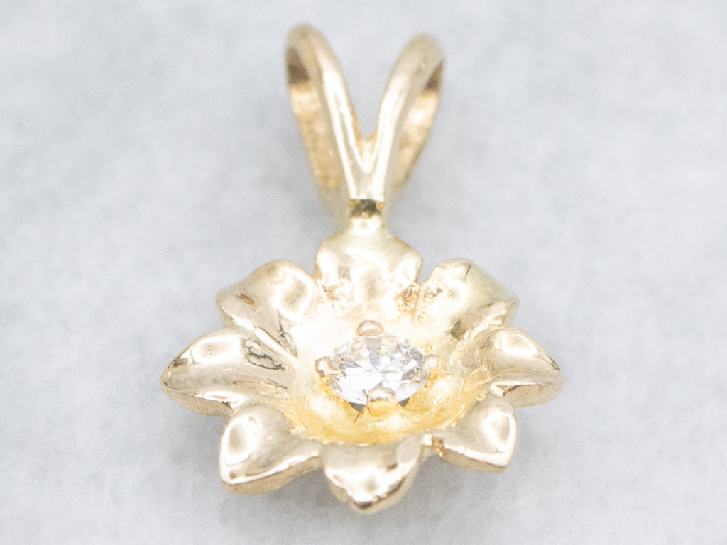 Yellow Gold Diamond Flower Pendant