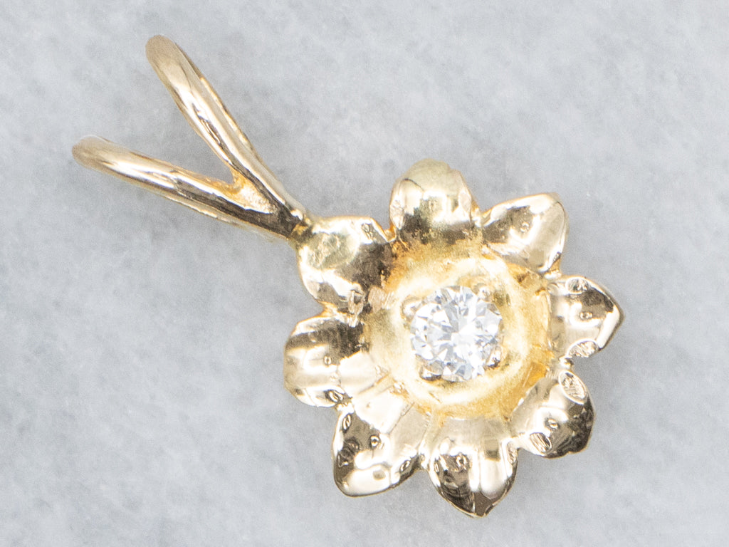 Yellow Gold Diamond Flower Pendant