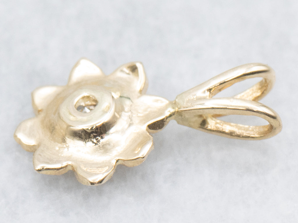 Yellow Gold Diamond Flower Pendant
