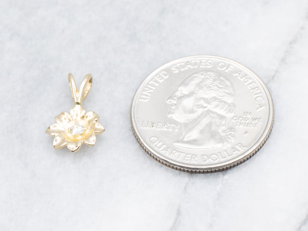 Yellow Gold Diamond Flower Pendant