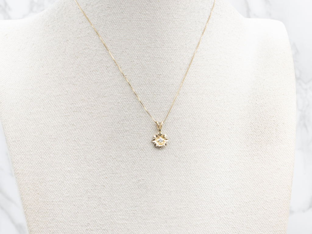 Yellow Gold Diamond Flower Pendant
