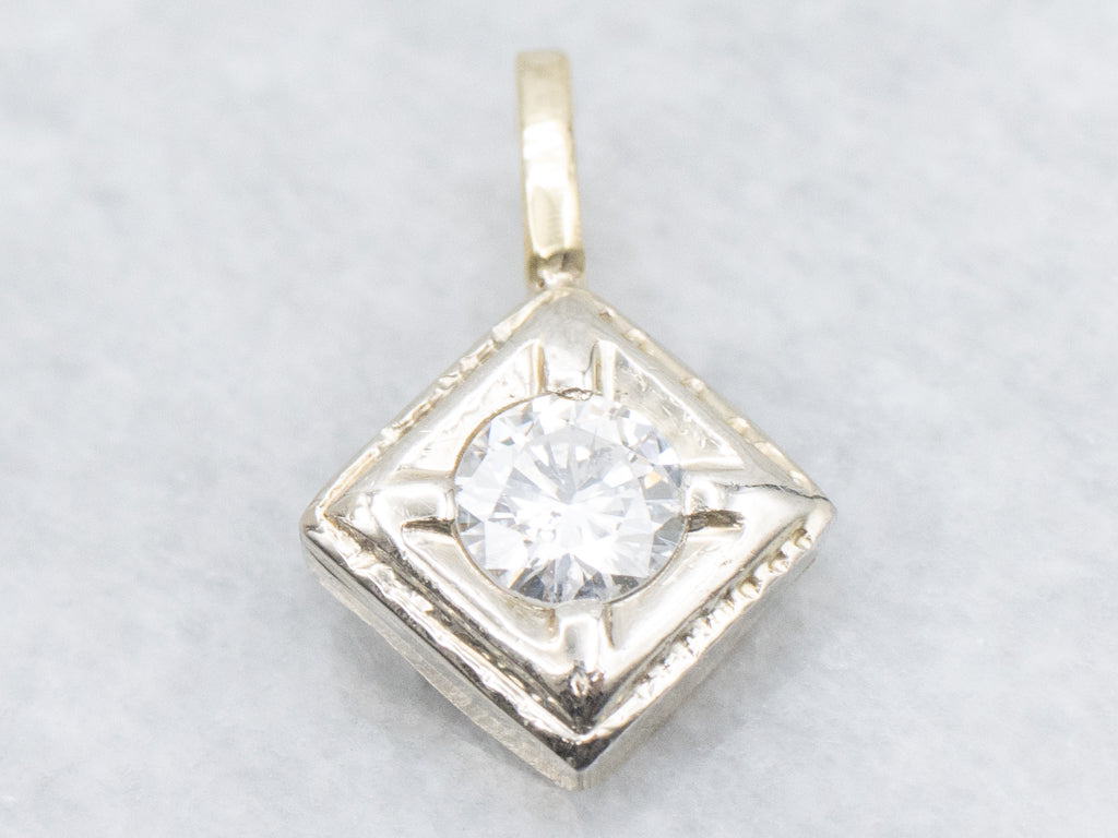 Brilliant Diamond Two-Tone Gold Pendant