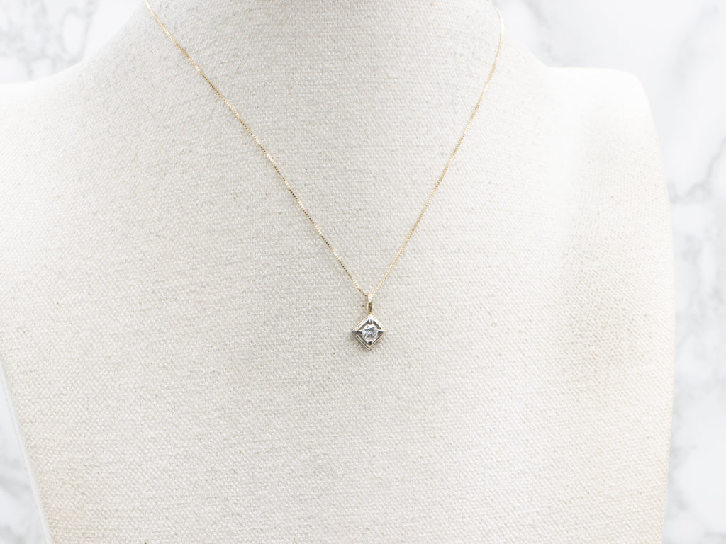 Brilliant Diamond Two-Tone Gold Pendant