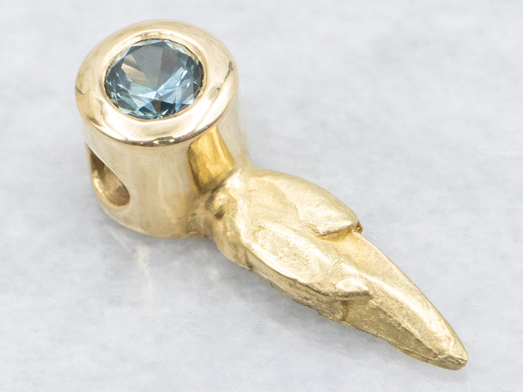 Bezel-Set Sapphire 18-Karat Yellow Gold Slide Pendant