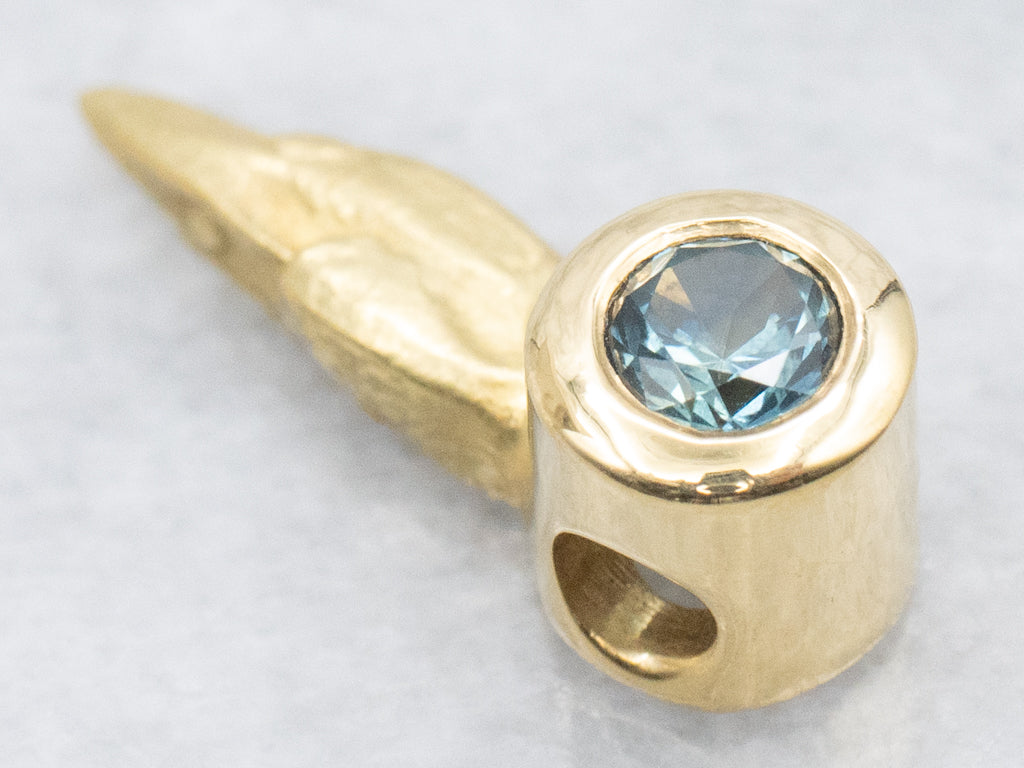 Bezel-Set Sapphire 18-Karat Yellow Gold Slide Pendant