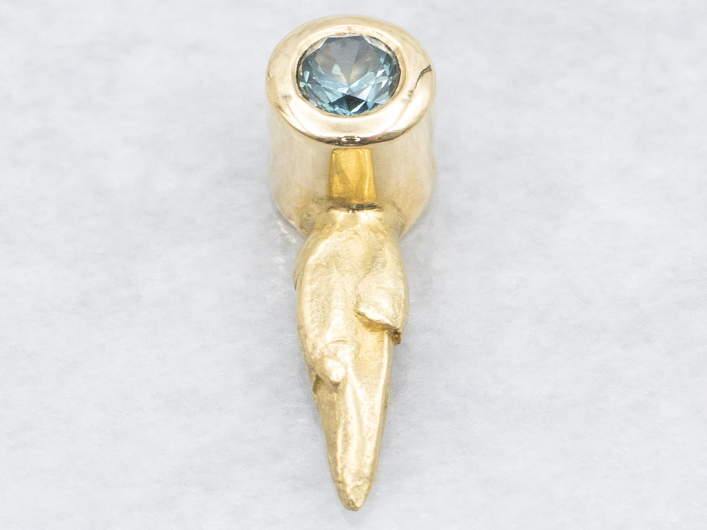 Bezel-Set Sapphire 18-Karat Yellow Gold Slide Pendant