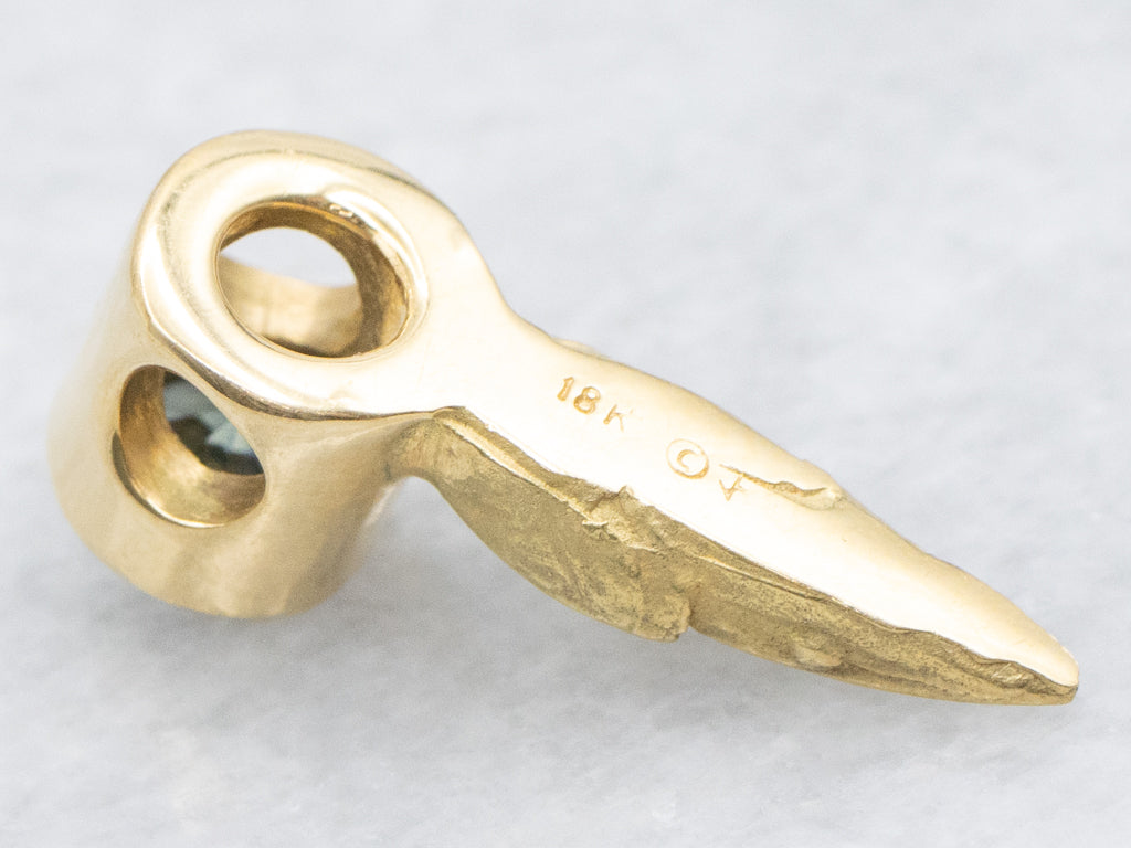 Bezel-Set Sapphire 18-Karat Yellow Gold Slide Pendant